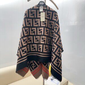 FENDI Roma Fall 2024 Reversible Shawl Brushed Poncho Scarf Wrap